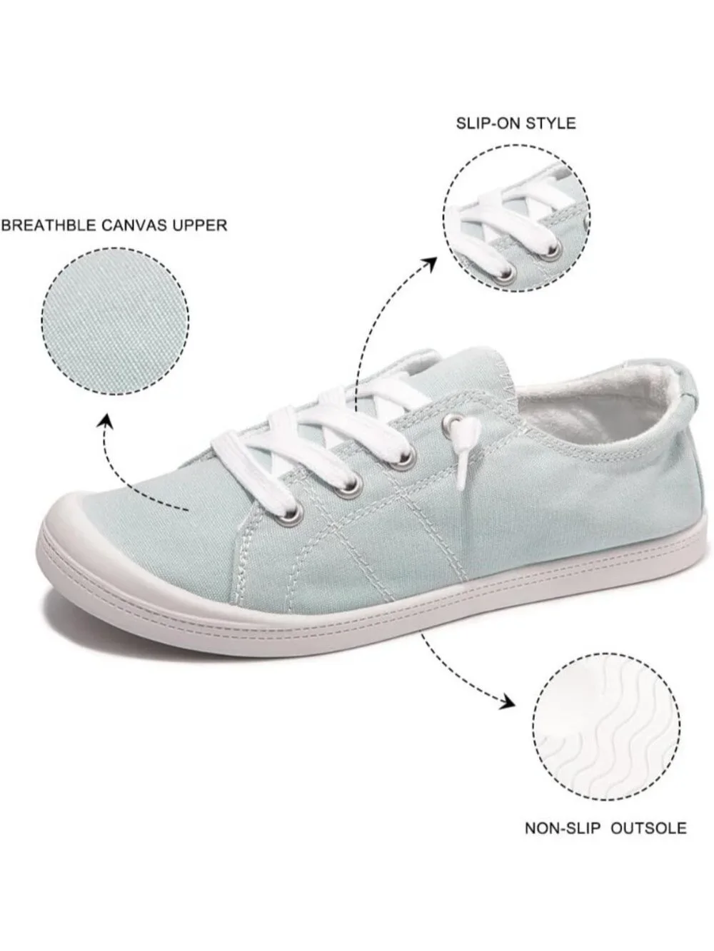 Women's Sky Canvas Low Top Casual Classic Non Slip Rubber Outsole Flat Sneakers